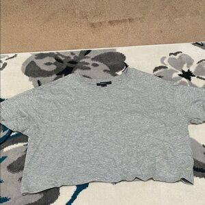 Grey Cropped boxy Crew Neck Tee